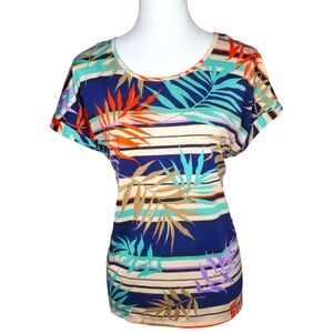 🦋Tamera Colorful Palm Fronds Cap Sleeve Top